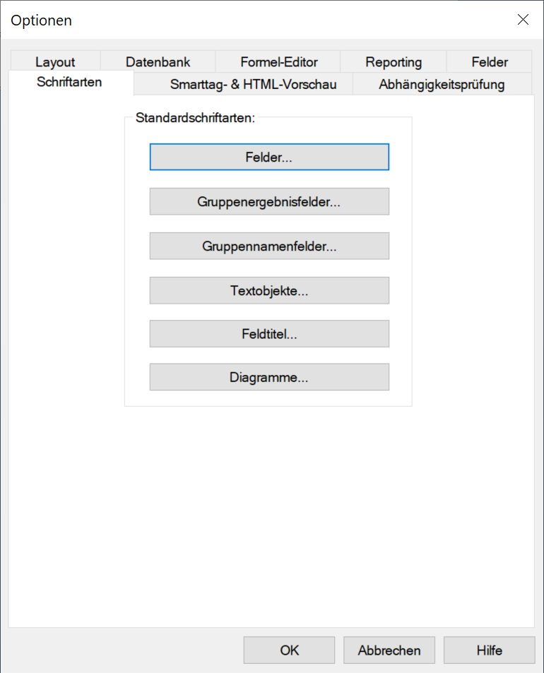 Optionen - Schriftarten